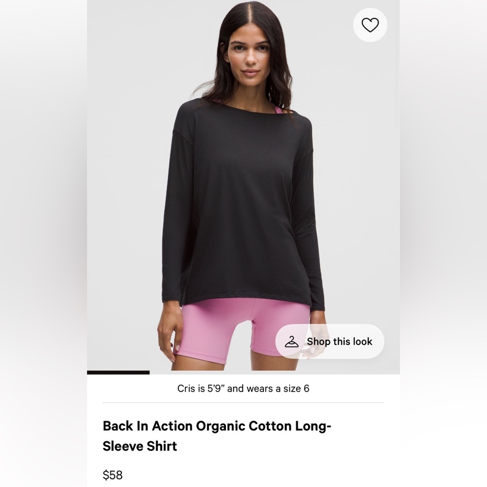 back in action organic cotton lululemon long sleeve